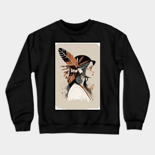 Boho Art Aesthetic Minimal Female Artwork Bohemian Style Crewneck Sweatshirt